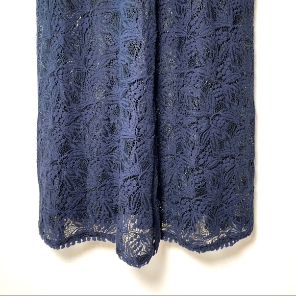 Zara Lace Open Back Sleeveless Midi Dress Navy Blue Small - Picture 6 of 6